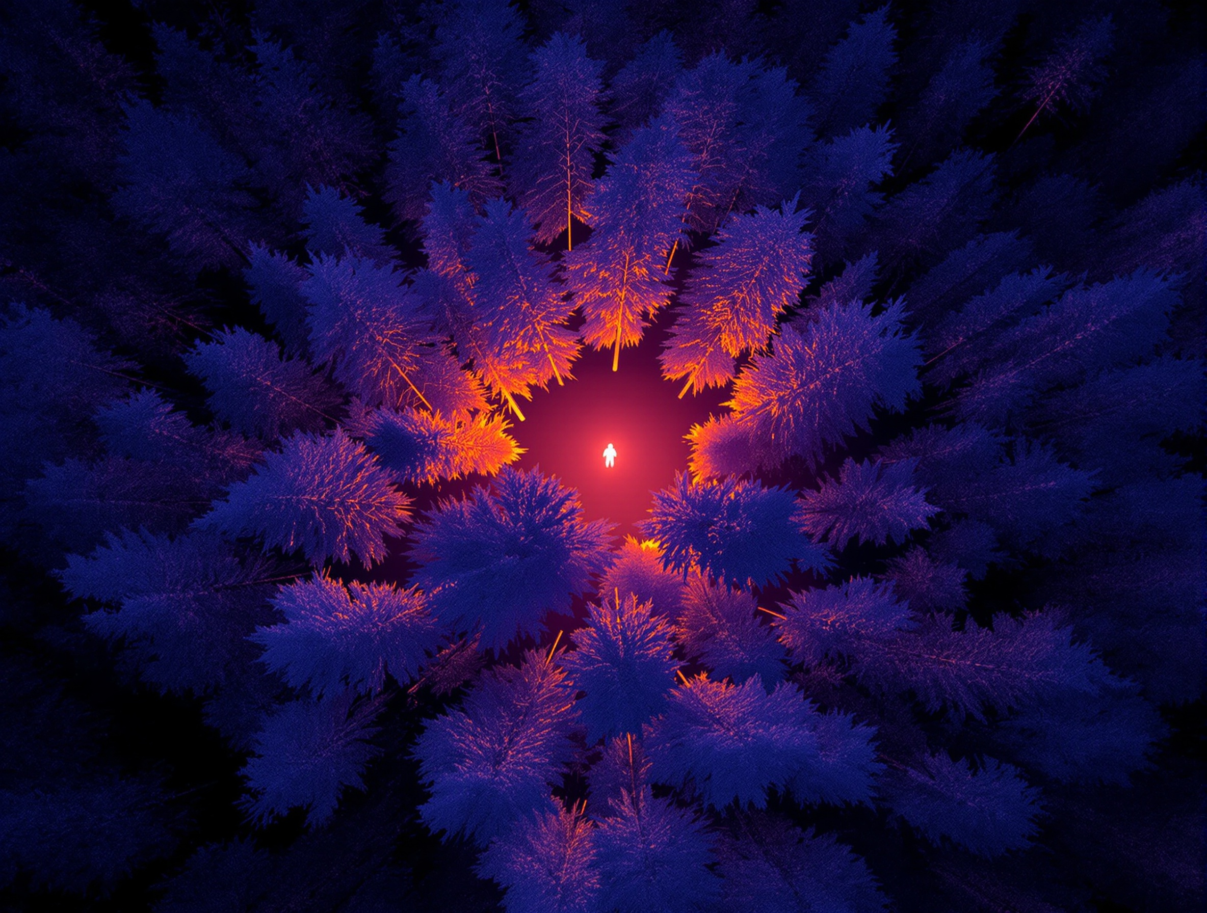 Aerial thermal imaging detecting a human heat signature in forest