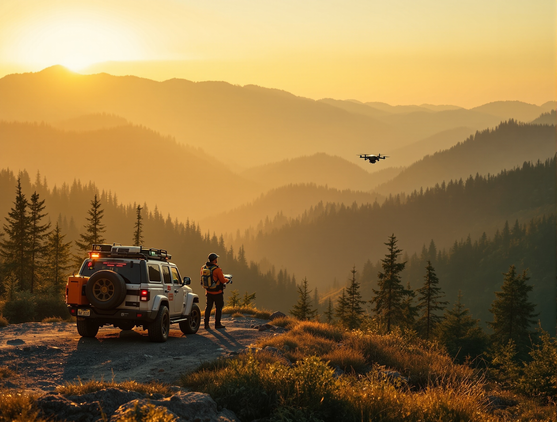 SEARCH Investigations search and rescue operations — drone deployment over mountain terrain