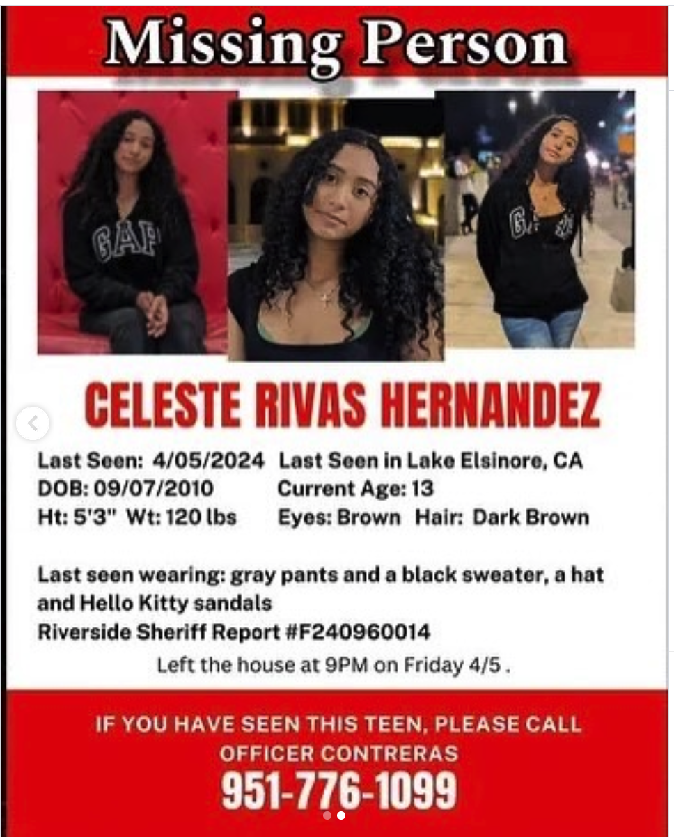 Celeste Rivas Hernandez missing person flyer