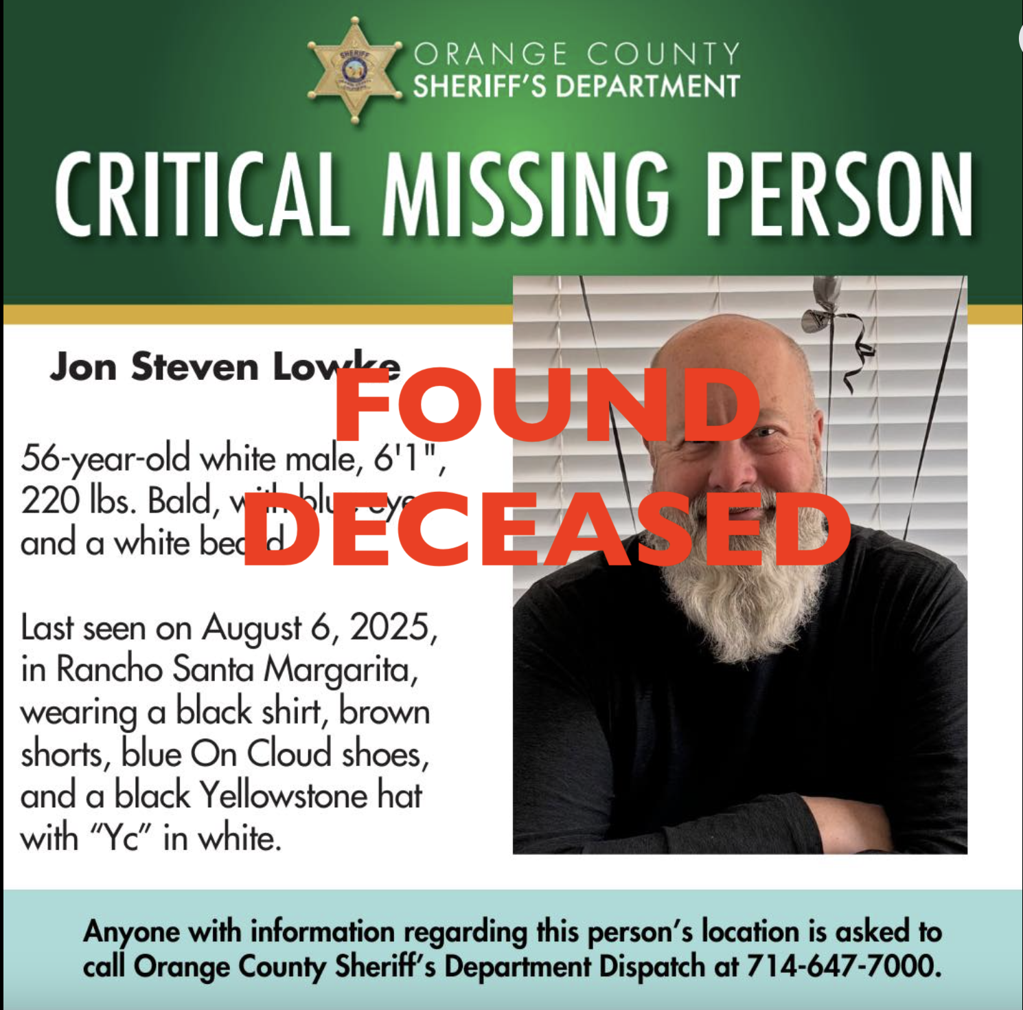 Jon Lowke missing person flyer